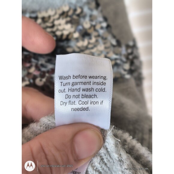 Nine West Women's Gray Hooded Sequin Sweater Size XXL - Picture 9 of 12